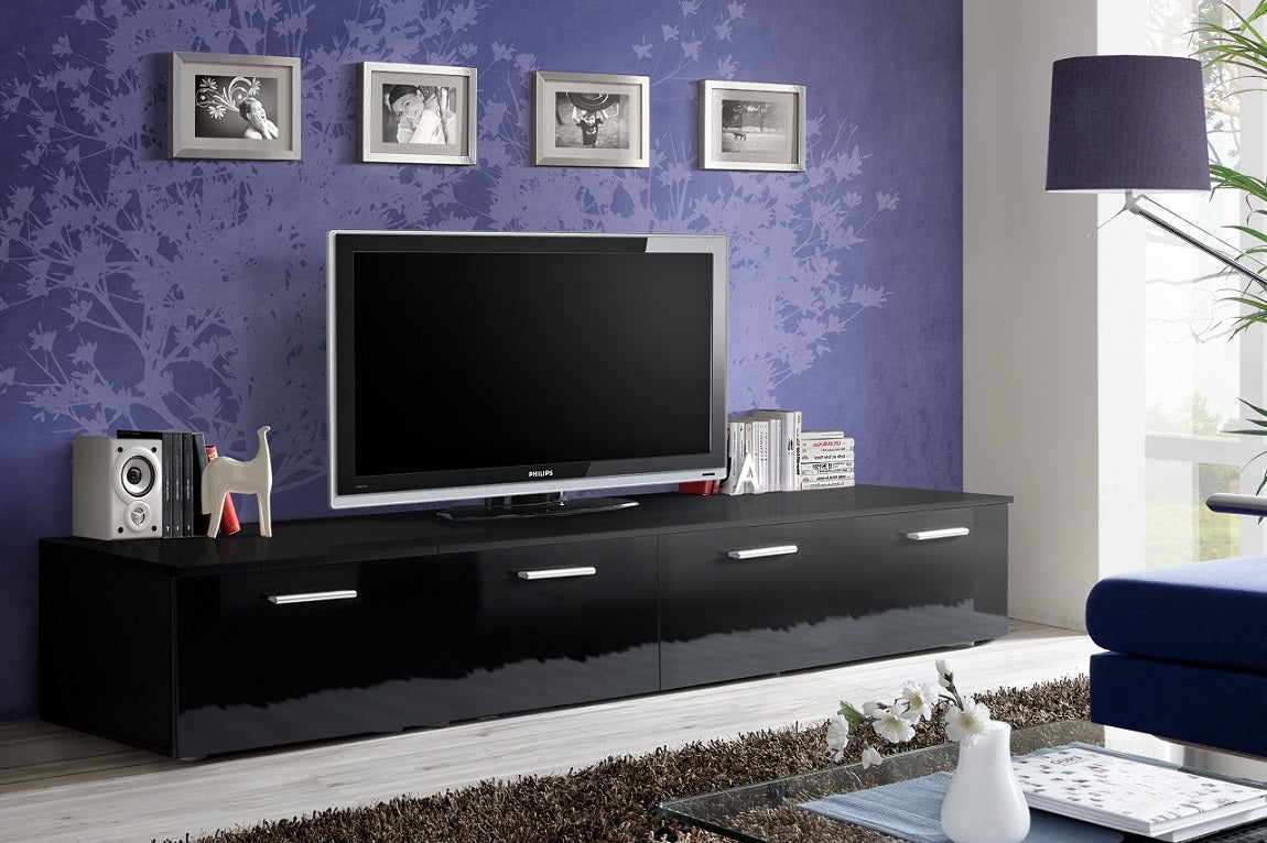Grand meuble TV FLY à suspendre 160x30x40cm - noir de haute brillance clicktofournisseur.com