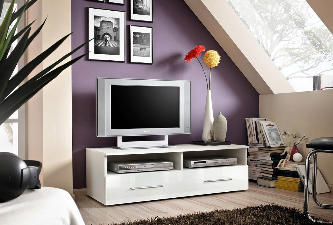 Grand meuble TV FLY33 à suspendre 160x30x40cm - noir de haute brillance avec éclairage LED clicktofournisseur.com