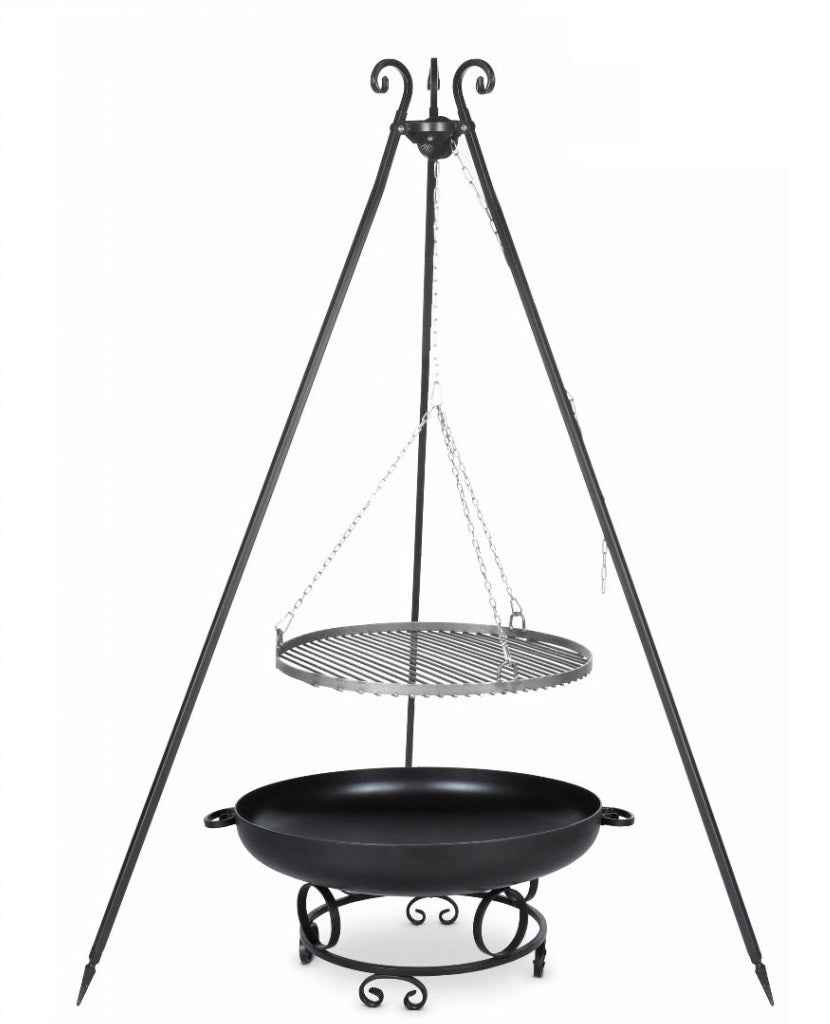 Grille barbecue ø 60 cm sur trépied + brasero maltasoa ø 70 cm - Clicktofournisseur.com