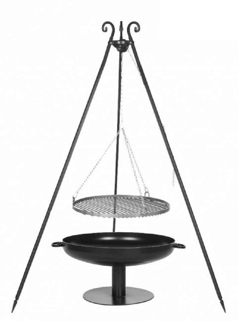 Grille en inoxydable barbecue Ø 50 cm sur trépied + Brasero FATAPERA Ø 60 cm