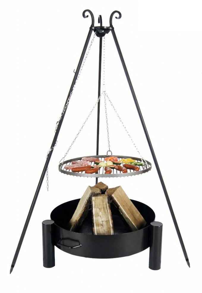 Grille sur trépied + brasero haiti 50cm grille acier inoxydable / 60cm brasero - Clicktofournisseur.com