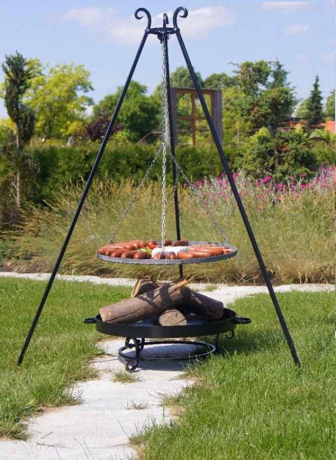 Grille sur trépied + brasero malta 70cm grille acier inoxydable/ 80cm brasero - Clicktofournisseur.com