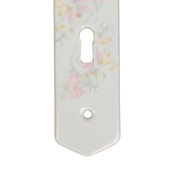 2 poignées de porte ROSAE, Entrée de clé pour chambre, Porcelaine de Limoges, Finition coude doré, Entraxe standard 195 mm