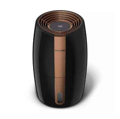 Philips | HU2718/10 | Humidifier | 17 W | Water tank capacity 2 L | Suitable for rooms up to 32 m² | NanoCloud technology | Humidification capacity 200 ml/hr | Black/Copper