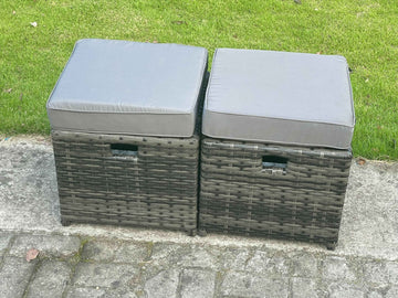 Fimous Rattan exterior furniture garden corner furniture gas fireplace Table sets gas heater living room small footstool dark grey 8 seats