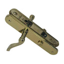 2 poignées de porte sur plaque LAURA, Verrou de condamnation pour salle de bain/WC, Finition laiton doré poli PVD titane, Entraxe standard 195 mm