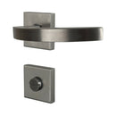 2 poignées de porte sur rosace ORION, Verrou de condamnation pour salle de bain/WC, Finition Inox 304 nickel mat