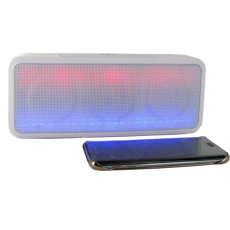 Haut parleur stéréo portable bluetooth lumineux et kit mains libres intégré coloris blanc - Clicktofournisseur.com