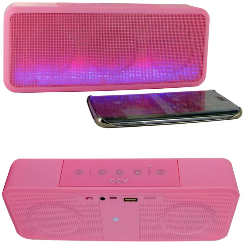 Haut Parleur Stéréo Portable Bluetooth Lumineux et Kit Mains Libres Intégré Coloris Rose clicktofournisseur.com