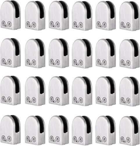 Pack de 24 pinces porte-verres en acier inoxydable, adaptées au verre de 6 à 8 mm.