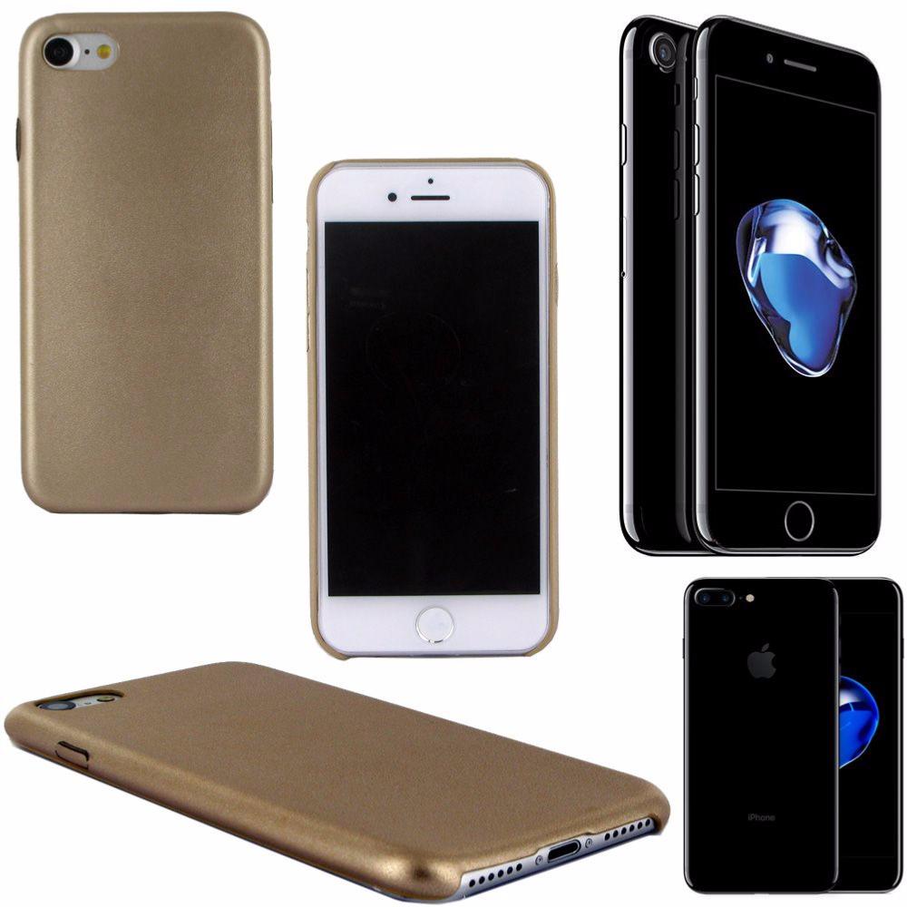 Housse Coque Arrière de Protection en Simili Cuir Or Beige pour Apple iPhone 7 clicktofournisseur.com