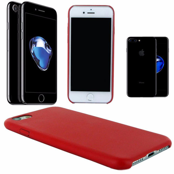Housse coque arrière de protection en simili cuir rouge pour apple iphone 7 - Clicktofournisseur.com