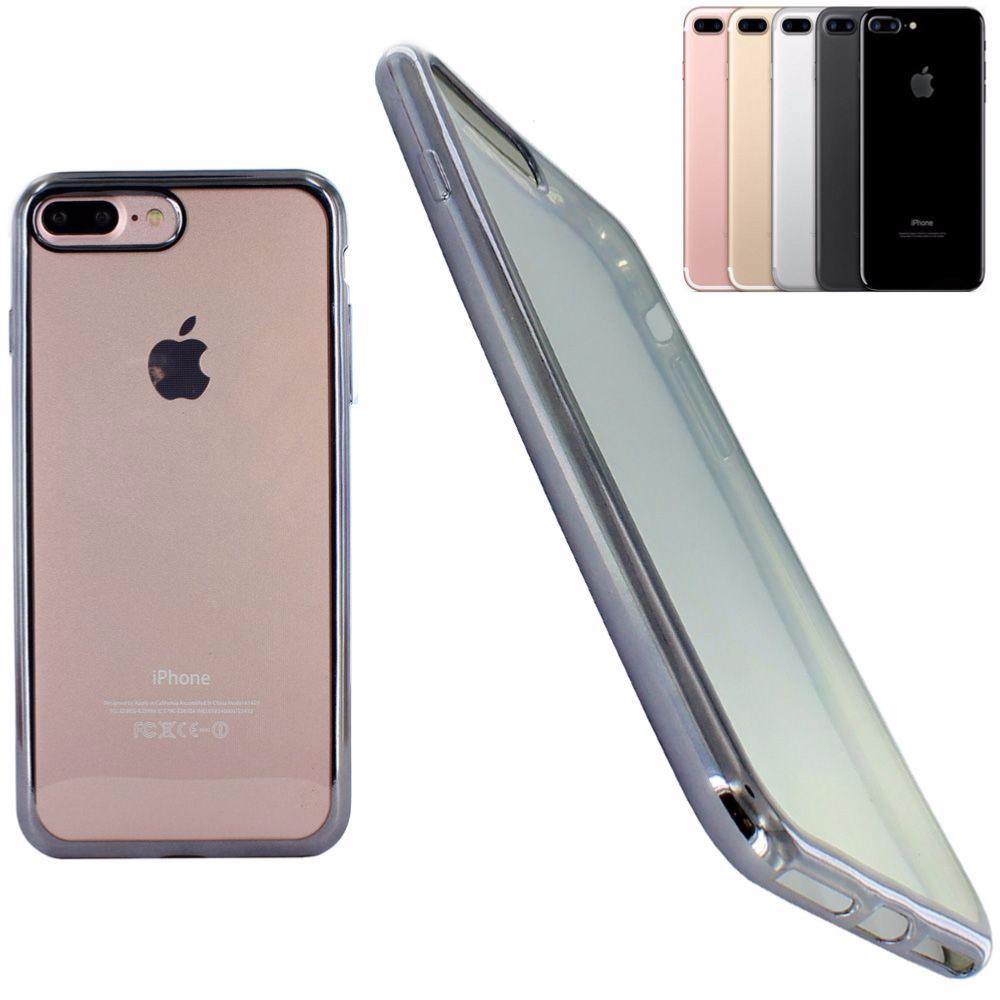 Housse Silicone Slim Transparente Argent Semi Rigide pour Apple iPhone 7 Plus clicktofournisseur.com