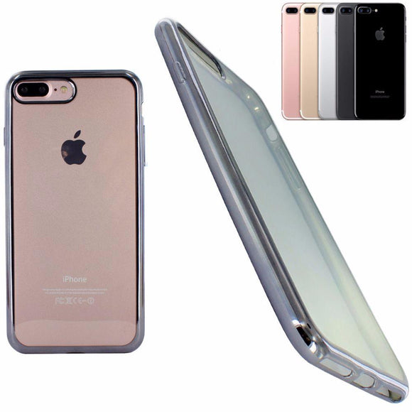 Housse silicone slim transparente argent semi rigide pour apple iphone 7 plus - Clicktofournisseur.com