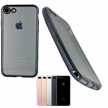 Housse silicone slim transparente noir semi rigide pour apple iphone 7 - Clicktofournisseur.com
