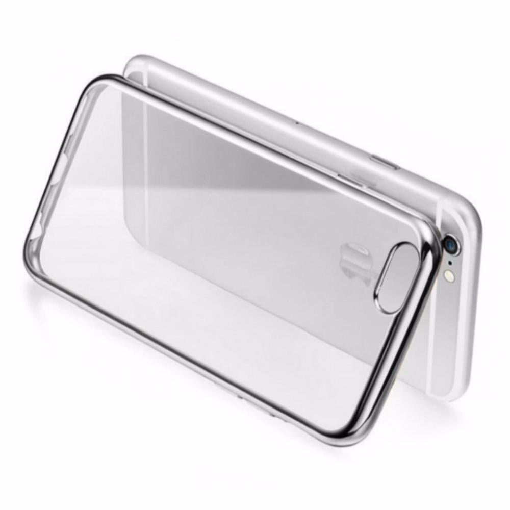 Housse silicone slim transparente et contour chromé argent pour apple iphone 6 plus - Clicktofournisseur.com