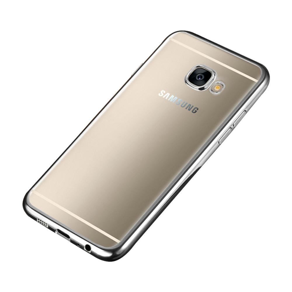 Housse Silicone Slim Transparente et Contour Chromé Argent pour Samsung Galaxy A3 2017 clicktofournisseur.com