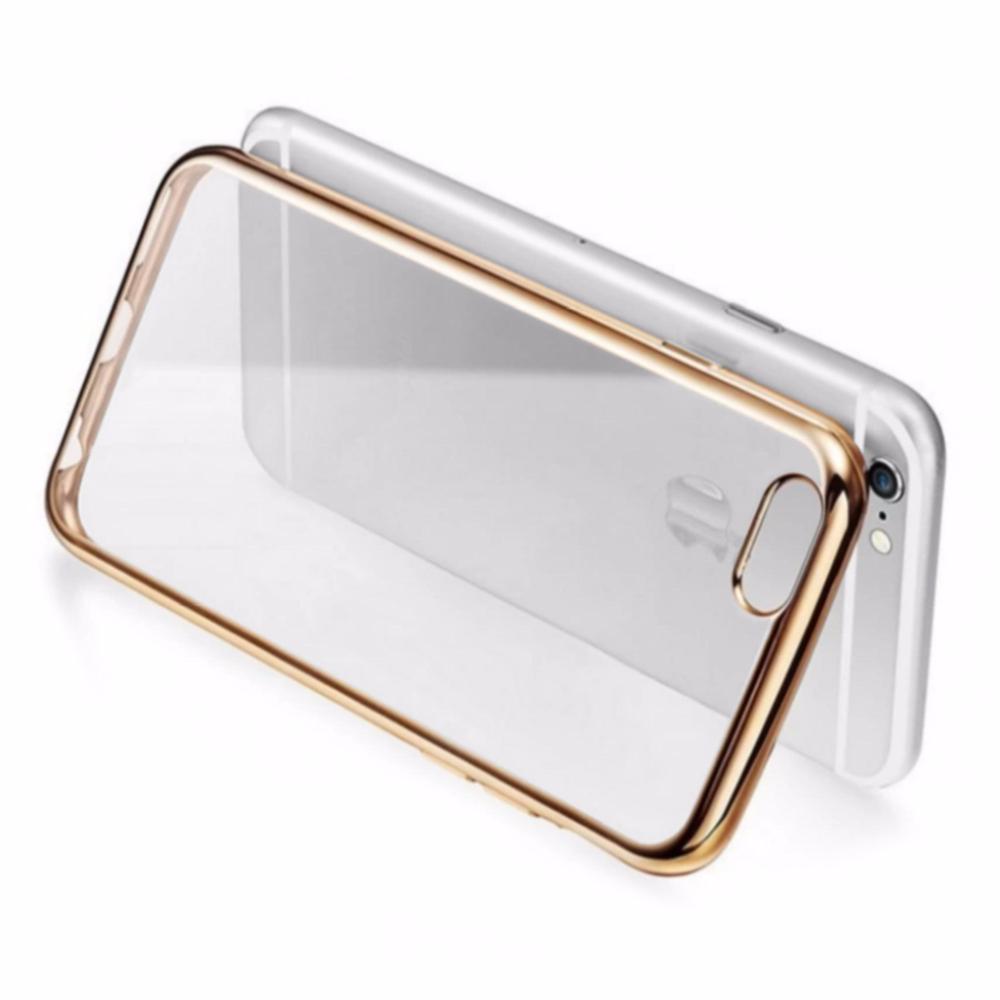 Housse Silicone Slim Transparente et Contour Chromé Or pour Apple iPhone 6 Plus clicktofournisseur.com