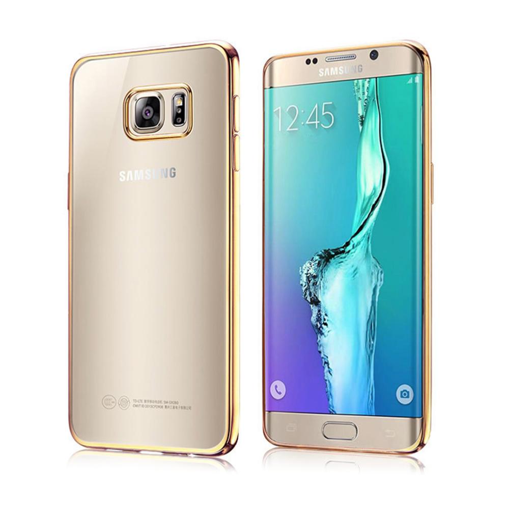 Housse silicone slim transparente et contour chromé or pour samsung galaxy s7 - Clicktofournisseur.com
