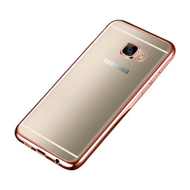 Housse silicone slim transparente et contour chromé rose pour samsung galaxy a3 2017 - Clicktofournisseur.com