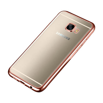 Housse silicone slim transparente et contour chromé rose pour samsung galaxy a3 2017 - Clicktofournisseur.com