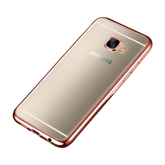 Housse silicone slim transparente et contour chromé rose pour samsung galaxy a3 2017 - Clicktofournisseur.com