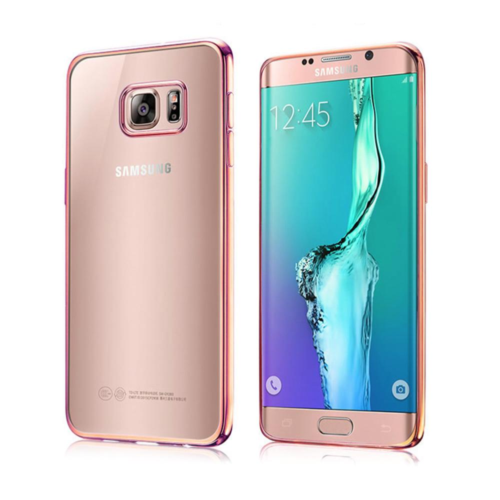 Housse Silicone Slim Transparente et Contour Chromé Rose pour Samsung Galaxy S7 clicktofournisseur.com