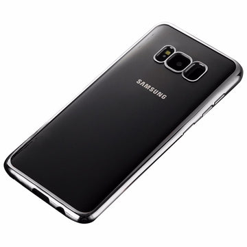 Housse silicone transparente contour chromé argent pour samsung galaxy s8 - Clicktofournisseur.com