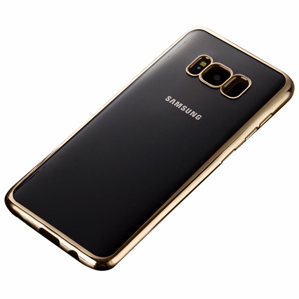 Housse silicone transparente contour chromé or pour samsung galaxy s8 plus - Clicktofournisseur.com