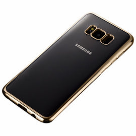Housse silicone transparente contour chromé or pour samsung galaxy s8 - Clicktofournisseur.com