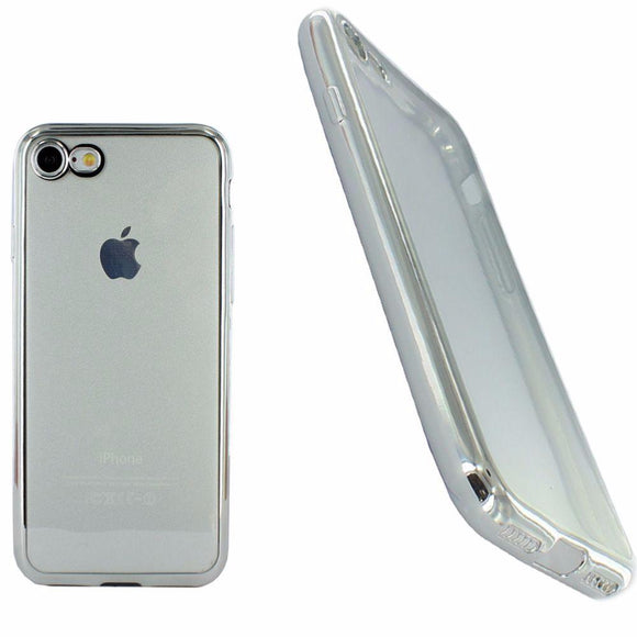 Housse silicone ultra slim transparente argent semi rigide pour apple iphone 7 - Clicktofournisseur.com