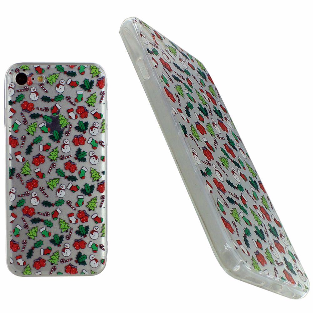 Housse silicone ultra slim transparente décoration de noël pour apple iphone 7 - Clicktofournisseur.com