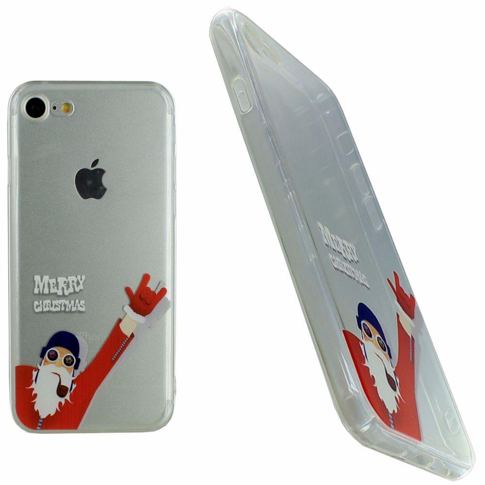 Housse Silicone Ultra Slim Transparente Motif Père Noël Fun pour Apple iPhone 7 clicktofournisseur.com