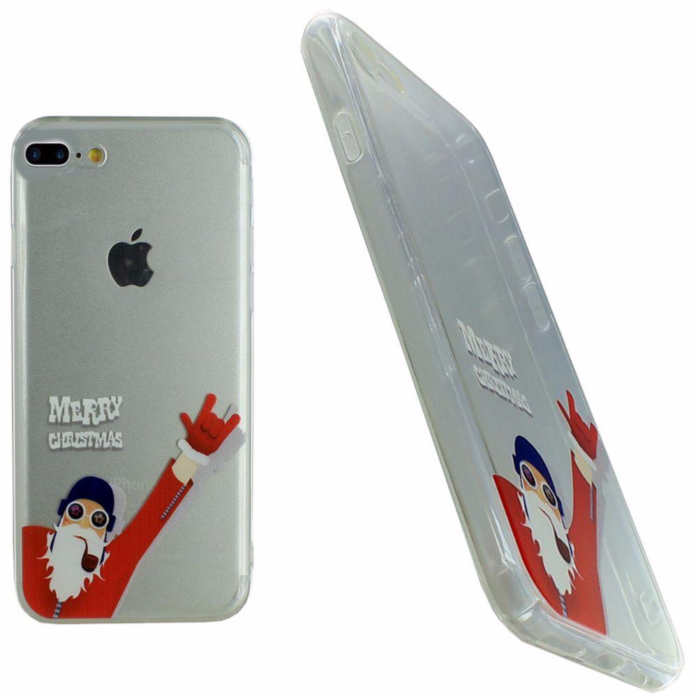 Housse Silicone Ultra Slim Transparente Père Noël Fun pour Apple iPhone 7 Plus clicktofournisseur.com