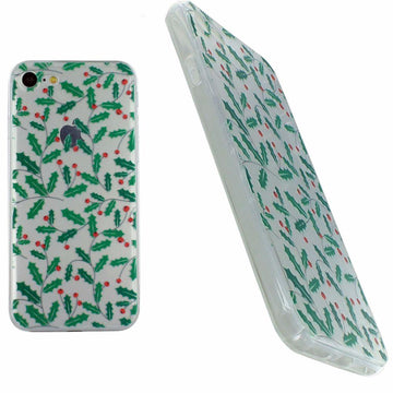 Housse silicone ultra slim transparente avec motif noël houx pour apple iphone 7 - Clicktofournisseur.com