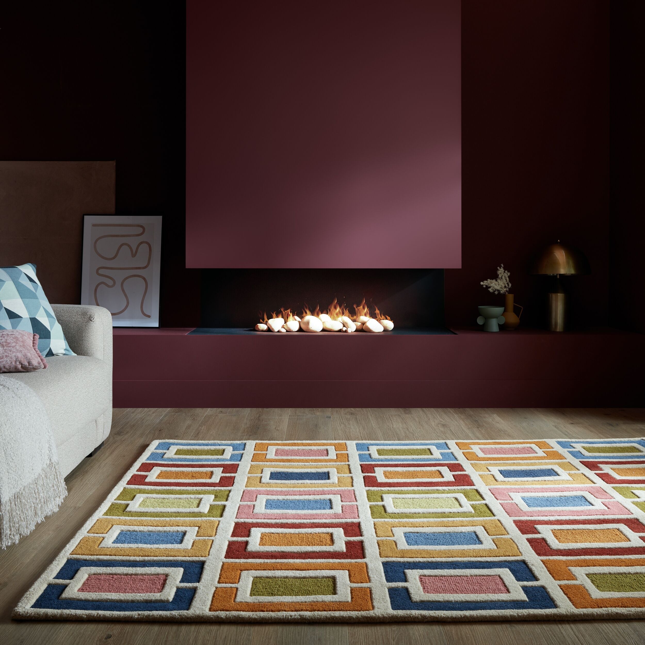 Tapis moderne en laine tufté main picto
