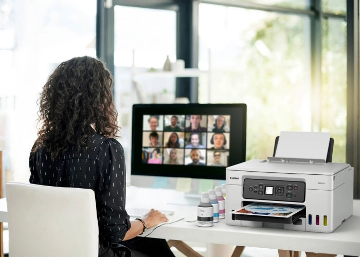 Imprimante jet d'encre couleur multifonction Canon MAXIFY GX3050, rechargeable A4, 350 feuilles, USB 2.0, Wi-Fi (ac)