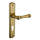2 poignées de porte ATTILA, Trou de cylindre - entrée - bureau - service, Finition laiton poli doré, Entraxe standard 195 mm