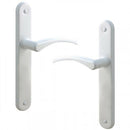 2 poignées de porte sur plaque EVA, Sans trou pour pièce à vivre, Finition aluminium blanc, Entraxe standard 195 mm-2