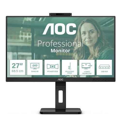 AOC Q27P3QW | 27 pouces | IPS | QHD | 16:9 | 75 Hz | 4 ms | 2560 x 1440 pixels | 350 cd/m² | Nombre de ports HDMI : 2