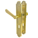 2 poignées de porte sur plaque REGENCE, Entrée de clé pour chambre, Finition laiton poli doré, Entraxe standard 195 mm