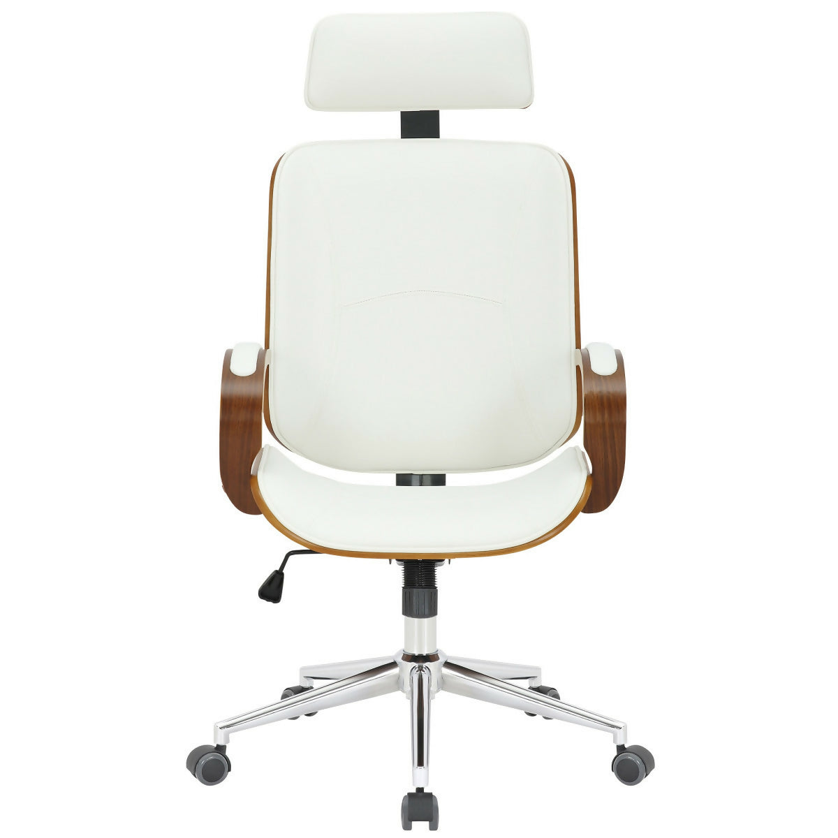 Dayton Office Chair, White Leather &amp; Walnut - 0