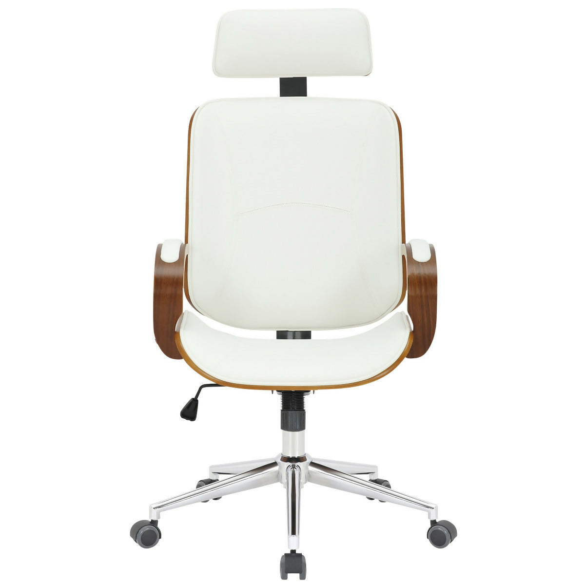 Fauteuil de bureau Dayton, Cuir Blanc & Noyer - 0