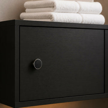 Bouton de meuble LEDER, Finition métal chrome et cuir