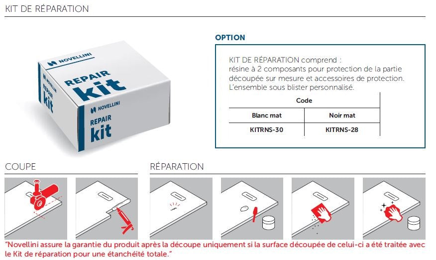 Kit de réparation pour receveur de douche NOVELLINI NOVOSOLID blanc clicktofournisseur.com