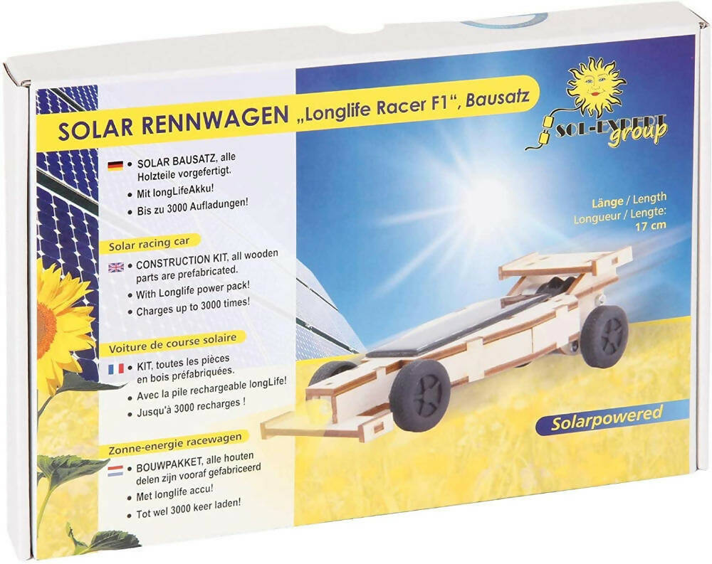 Kit voiture Formule 1 solaire en bois avec batterie clicktofournisseur.com