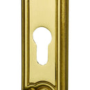 2 poignées de porte sur plaque LOUIS XV, Trou de cylindre - entrée - bureau, Finition zamak doré patiné, Entraxe standard 195 mm-7