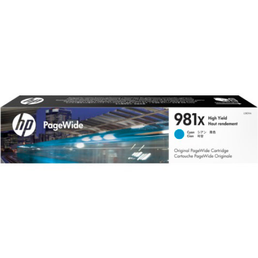 Cartouche d'encre cyan hp d'origine n° 981xl pour pagewide e58650556586 11k tampon vert 015 lei  l0r09a 