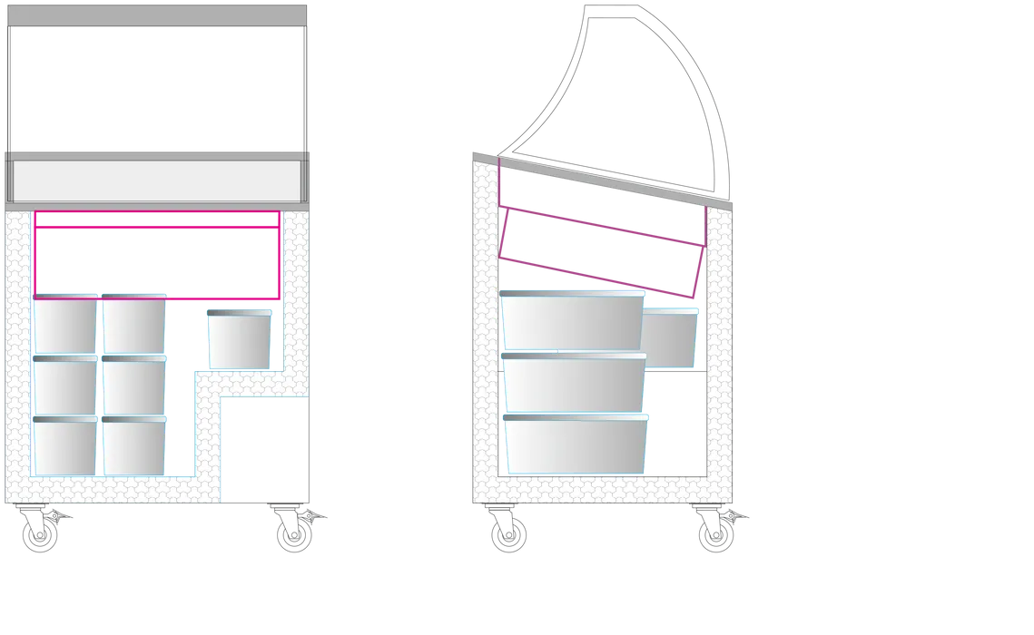 Vitrine à glaces avec portes vitrées coulissantes 72cm - clicktofournisseur.com