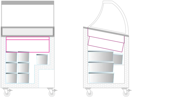 Vitrine à glaces avec portes vitrées coulissantes 72cm - clicktofournisseur.com